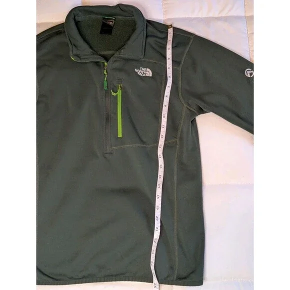 ​The North Face Summit Series 1/4 Zip Fleece Pullover Green Men's Medium Pocket - Picture 10 of 10